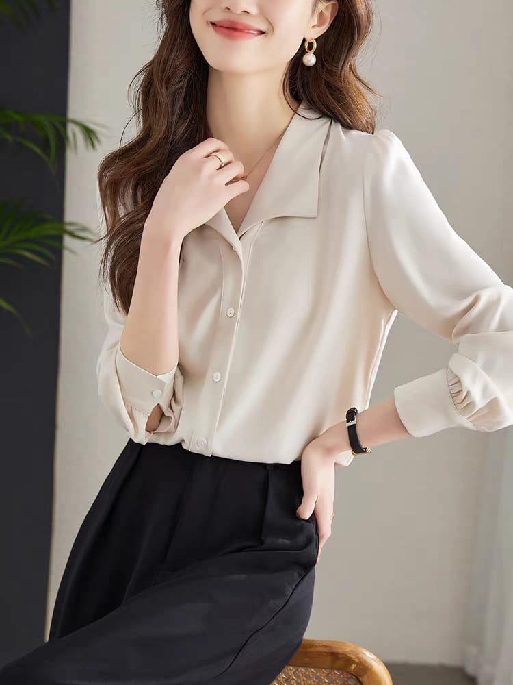 White women's shirt 2024 new long-sleeved professional shirt