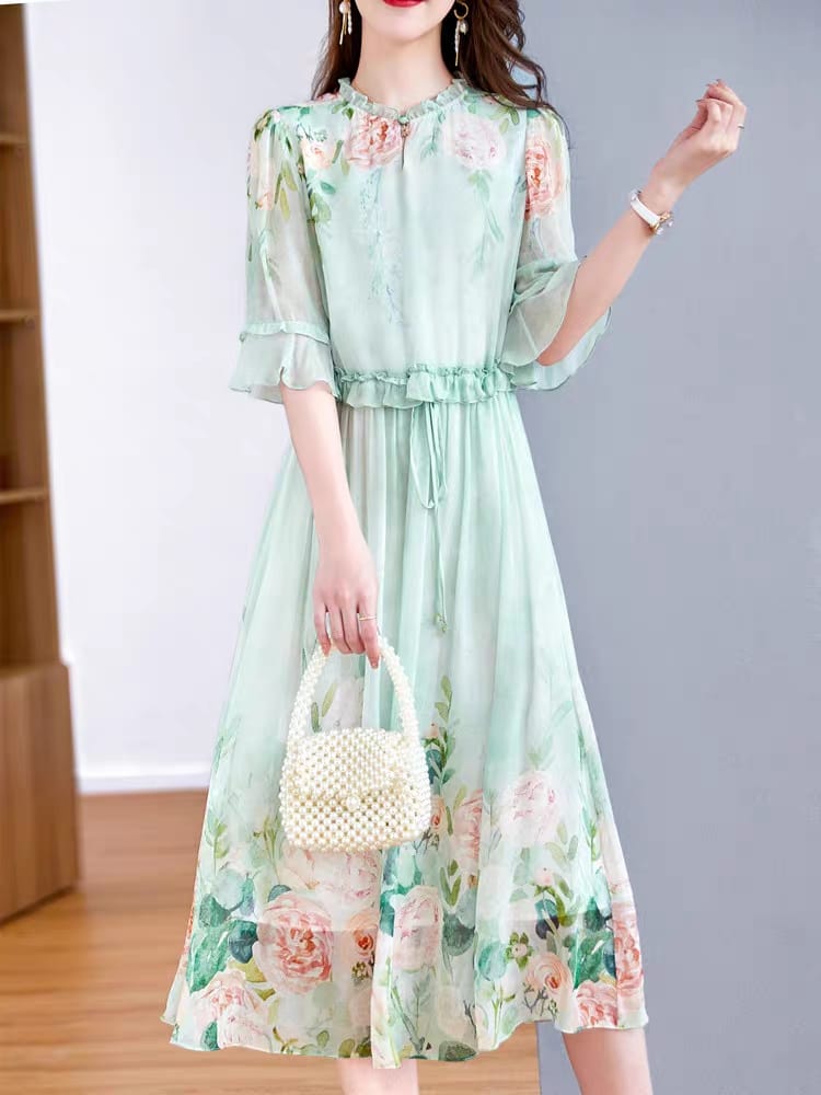 Silk dress women's skirt lace 2024 new summer thin