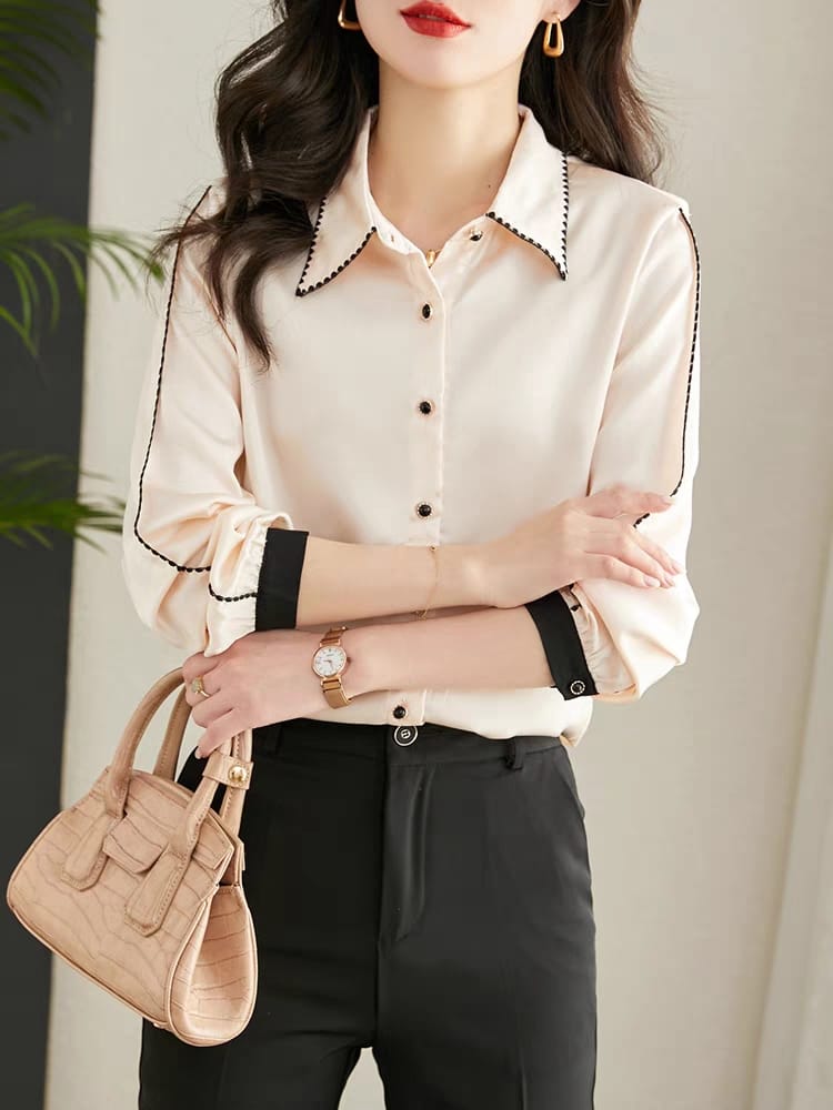 Women's inch shirt new style long sleeve fashionable casual high-end professiona