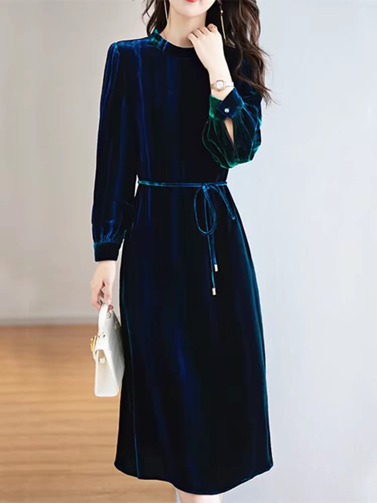 2024 new velvet dress women's banquet high-end skirt