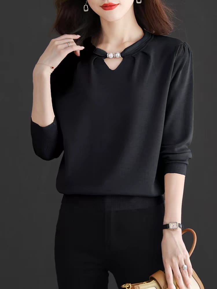 Spring and autumn long-sleeved ice silk sweater new style with inner hollow 2024