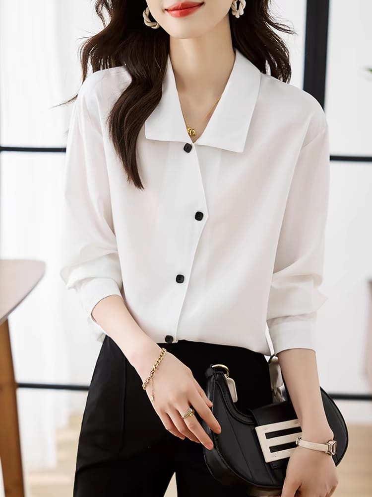 Women's inch shirt 2024 new long-sleeved fashionable casual professional wear