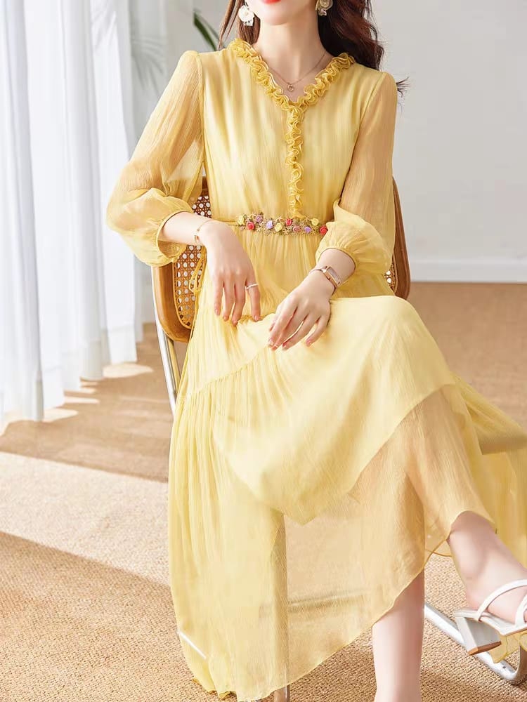 Silk mulberry silk dress heavyweight 2024 mid-length skirt