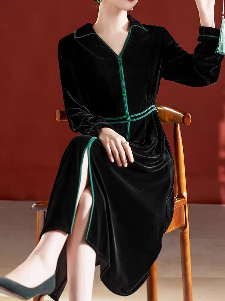 Spring and autumn 2024 new style velvet dress