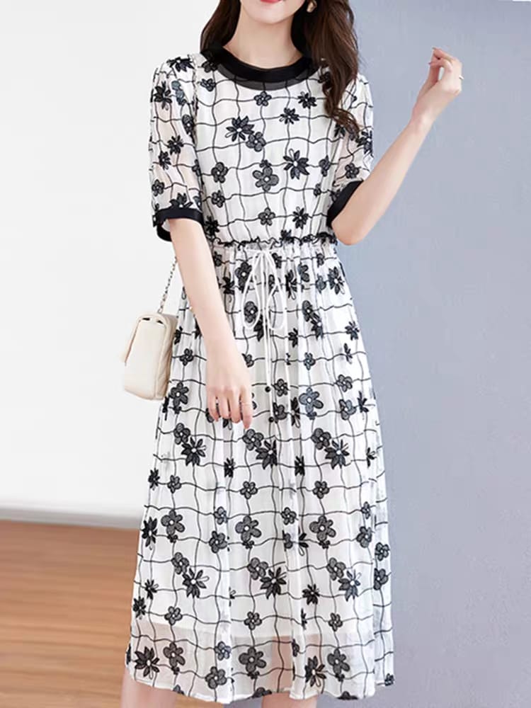 Silk dress women's skirt lace 2024 new summer style