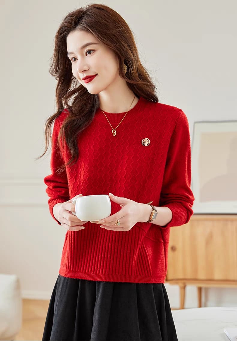 Spring and autumn long-sleeved ice silk sweater new style inner hollow bottoming