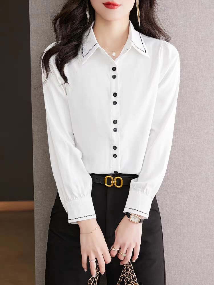Women's inch shirt new style long sleeve fashionable casual white professional w