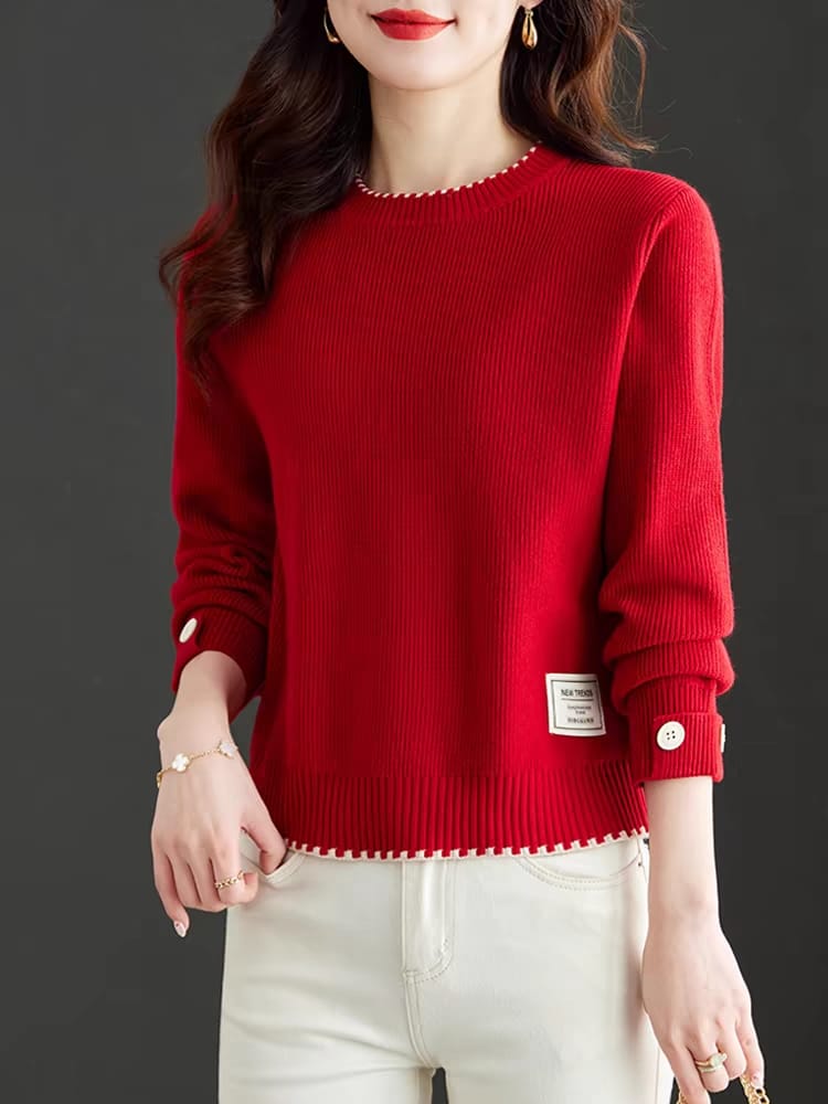Spring and autumn long-sleeved ice silk sweater new style with inner hollow