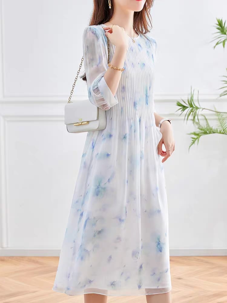 Summer silk mulberry silk dress heavyweight 2024 mid-length skirt