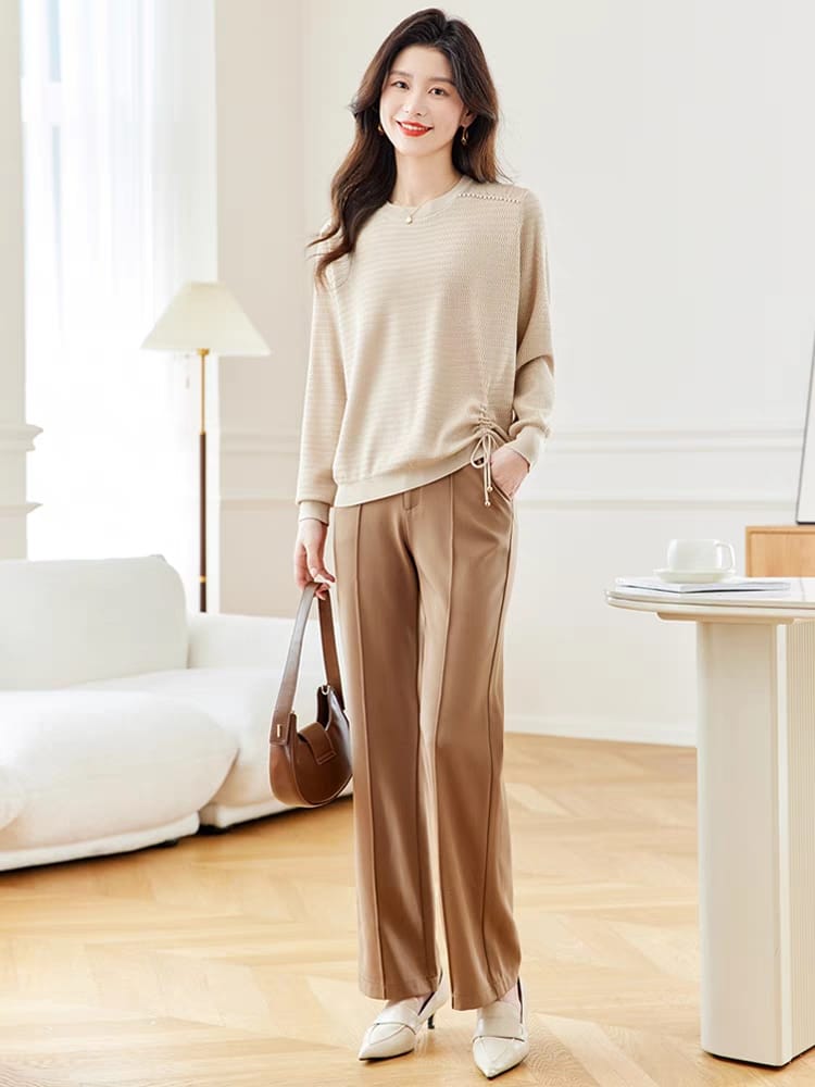 Spring long-sleeved ice silk sweater new style inner hollow bottoming shirt