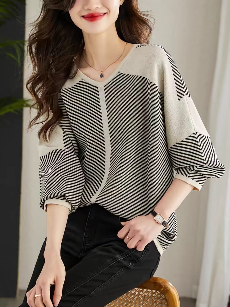 Long-sleeved ice silk sweater top 2024 new summer and spring clothing