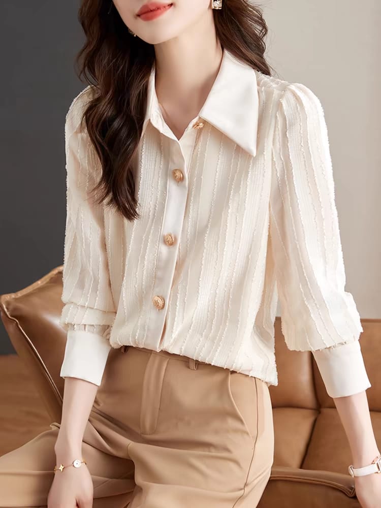 Women's new long-sleeved shirt, fashionable casual high-end professional wear