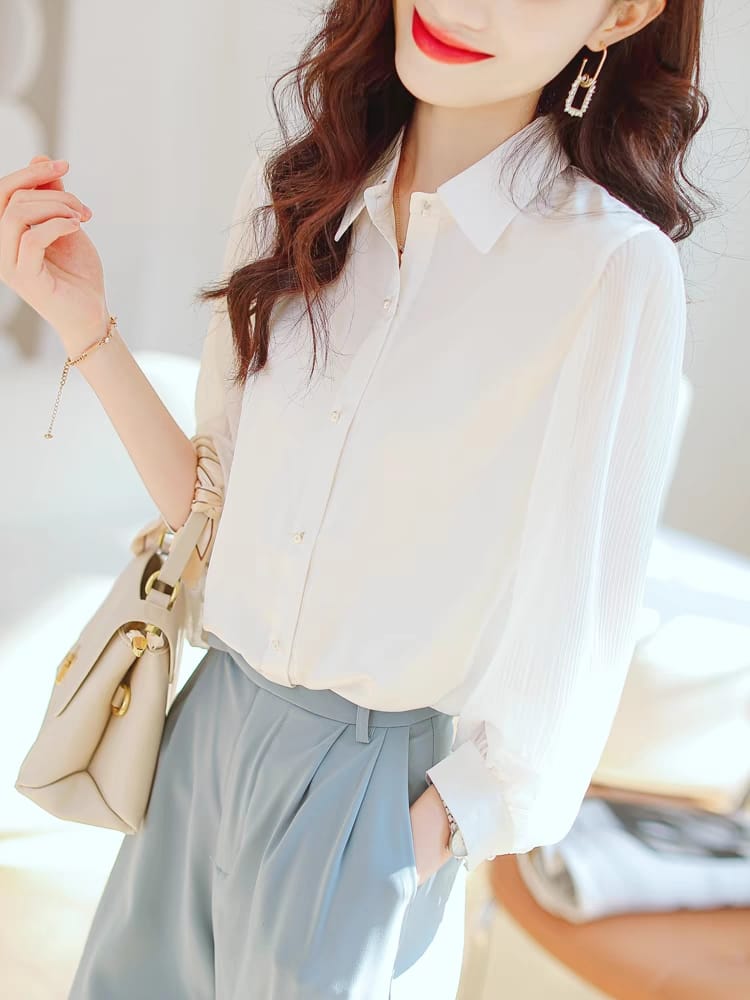 White women's inch shirt 2024 new style long sleeves