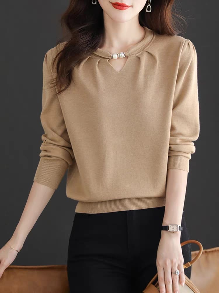 Spring and autumn long-sleeved ice silk sweater new style with inner hollow 2024